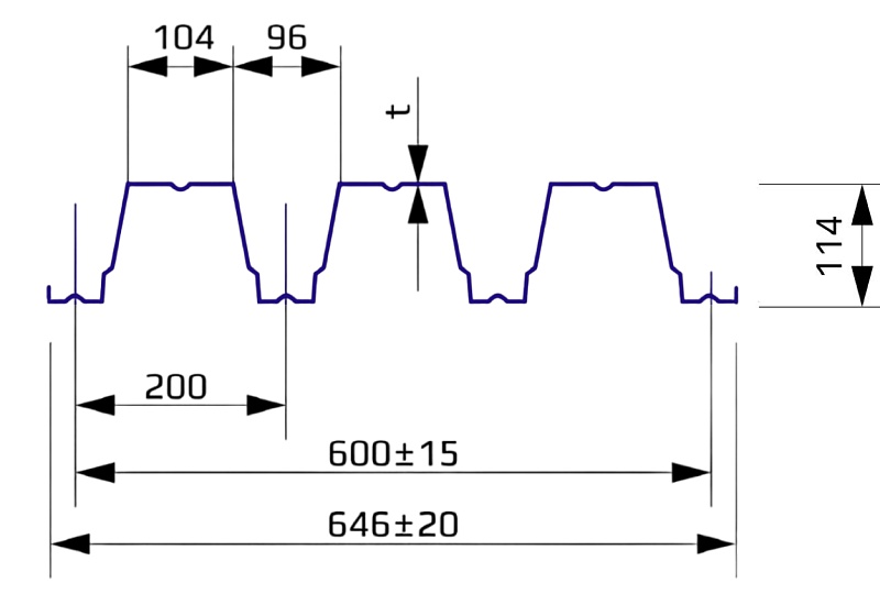 Профнастил Н 114 600 0.8 Цинк
