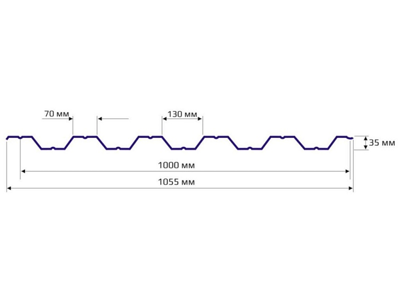 Профнастил НС 35 1000 Полиэстер 0.45 RAL 8004