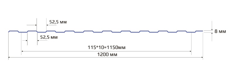 Профнастил С 8 1150 Полиэстер 0.50 RAL 6029